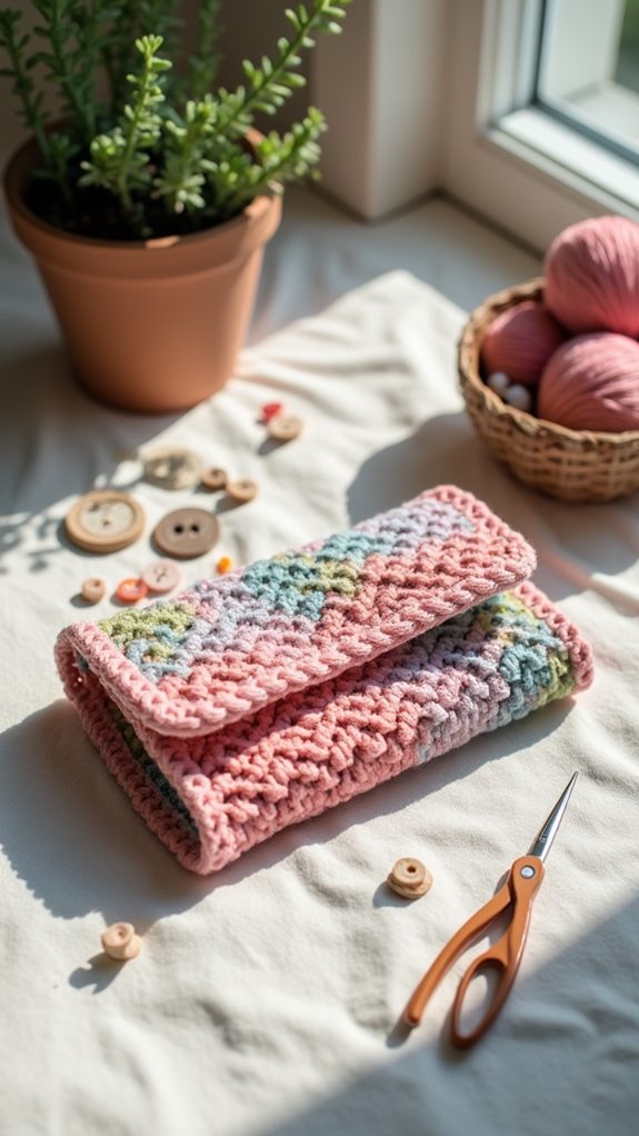 sustainable cotton crochet wallet