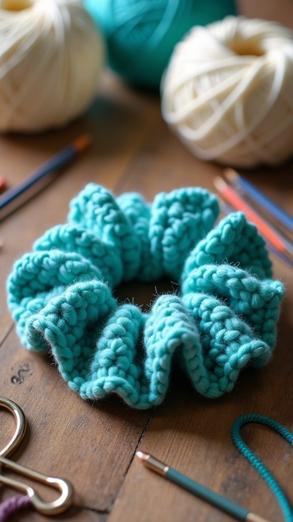 teal crochet hair accessory