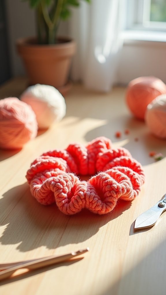textured coral crochet accessory