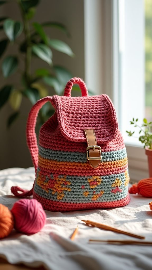 textured crochet backpack design