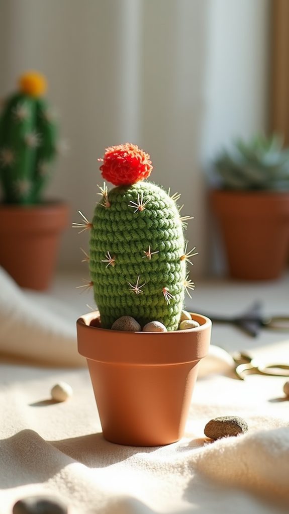 textured crochet cactus design