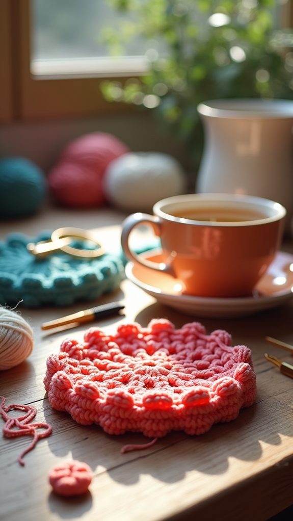 textured crochet coaster design