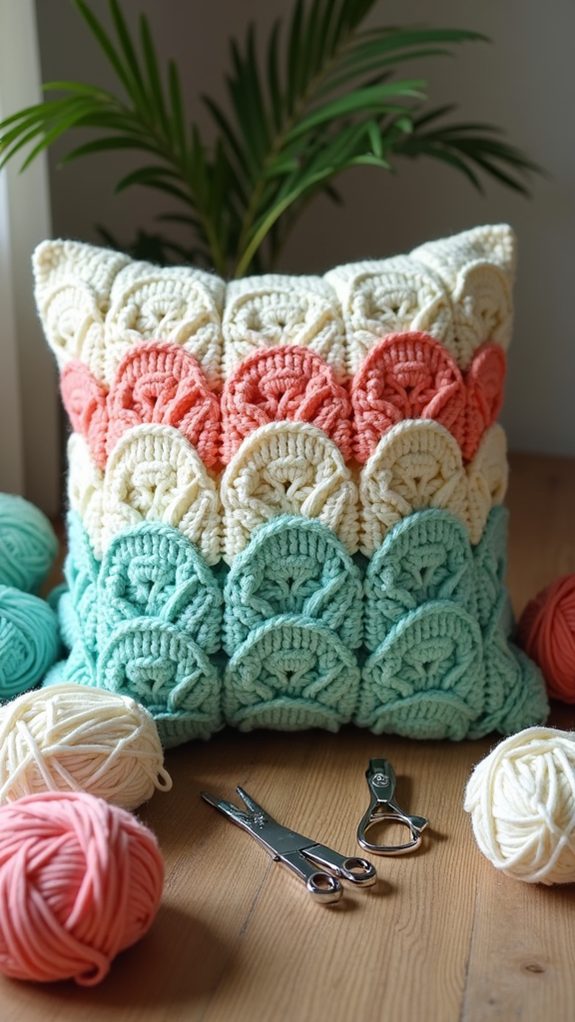 textured crochet pillow design