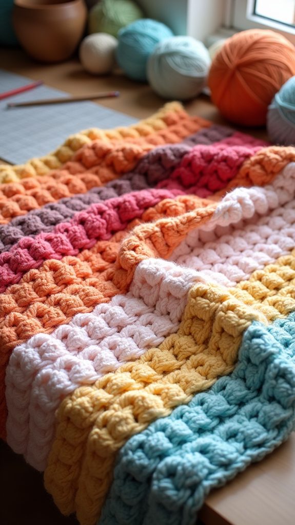 textured crochet popcorn stitch