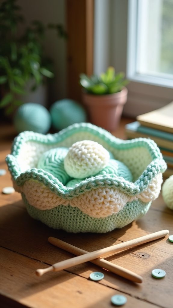 textured crochet shell bowl