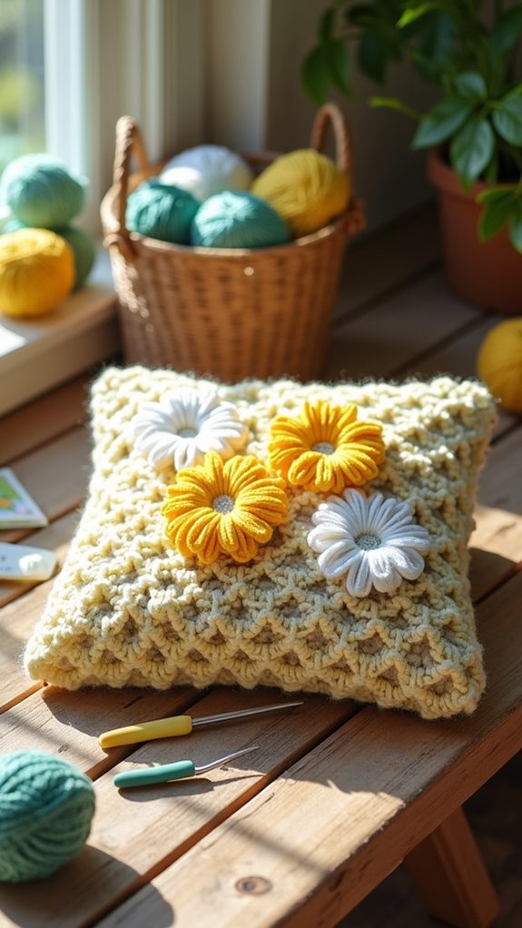 textured floral pillow cover