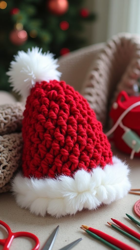 textured santa hat crochet