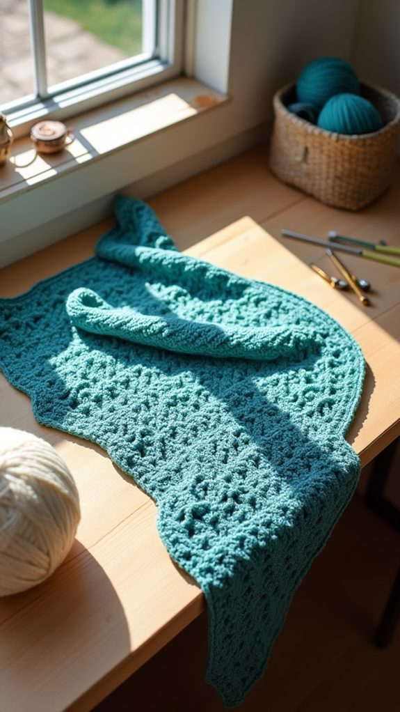 textured shawl with shells