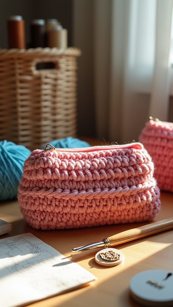 textured stitch storage pouch