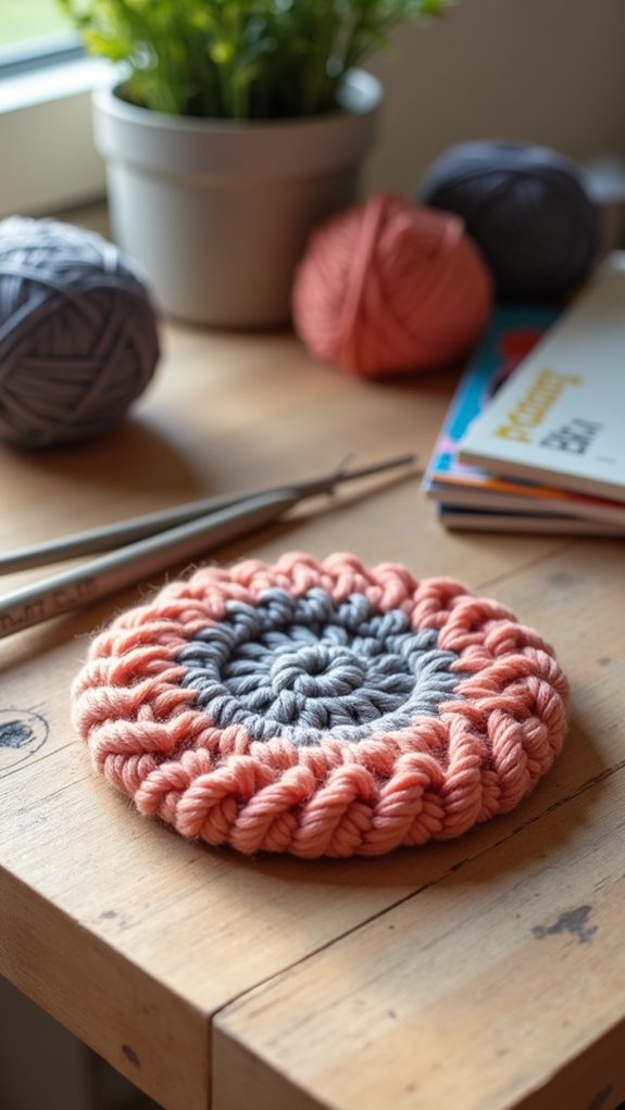 textured yarn coaster design