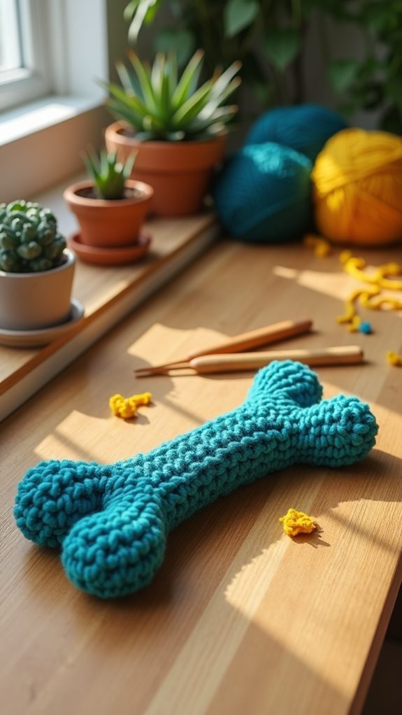 textured yarn dog toy