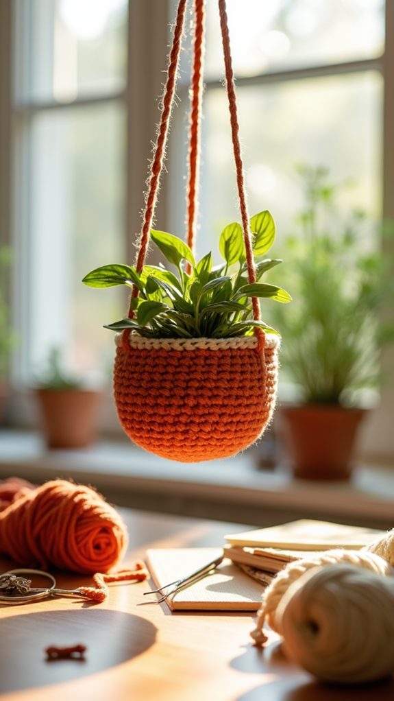 textured yarn plant holder