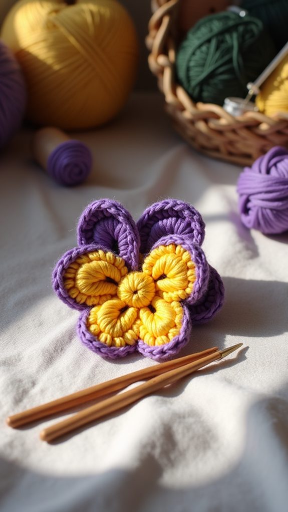 tiny crochet flower decoration