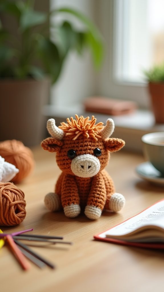 tiny crochet highland cattle