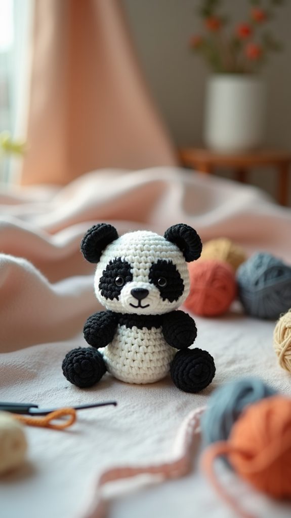 tiny crochet panda toy
