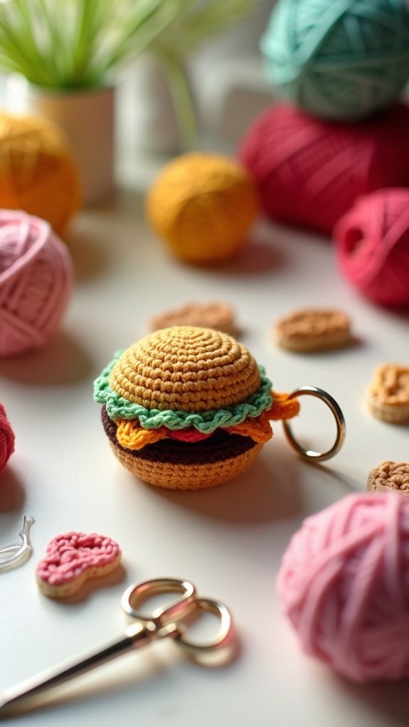 tiny edible themed keychains