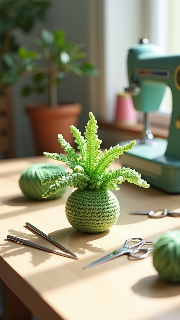 tiny handcrafted crochet plant