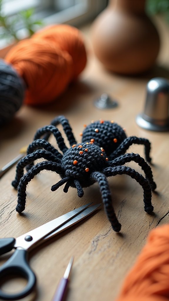 tiny handmade crochet arachnid