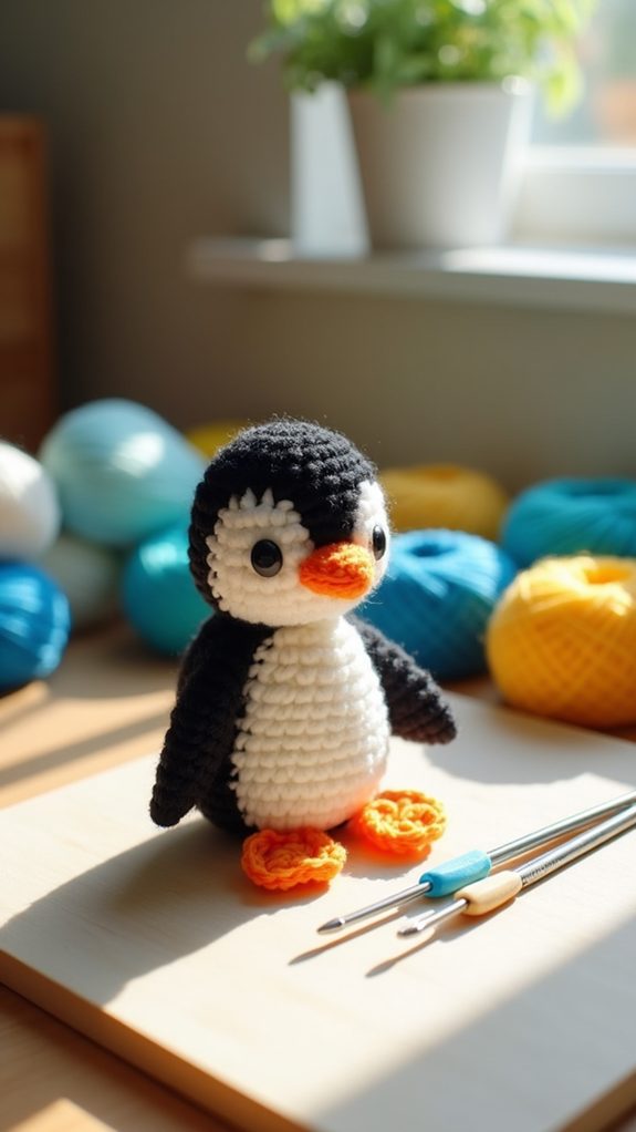 tiny handmade crochet penguin