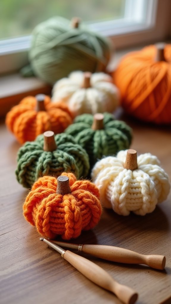 tiny handmade crochet pumpkins