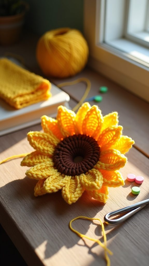 tiny yarn flower craft