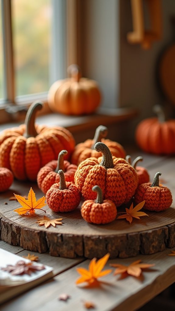 tiny yarn pumpkin creations
