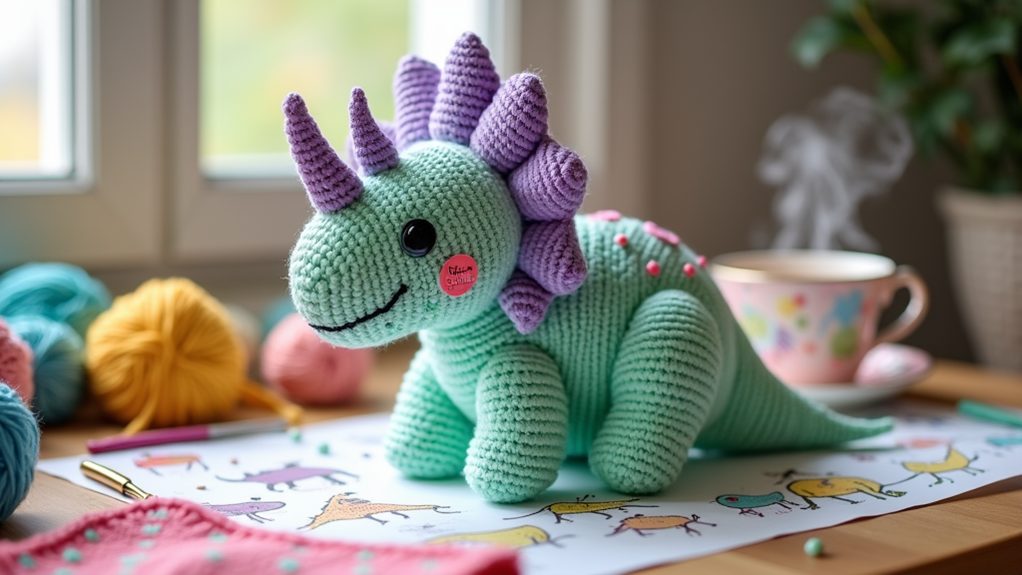 vibrant baby triceratops illustration