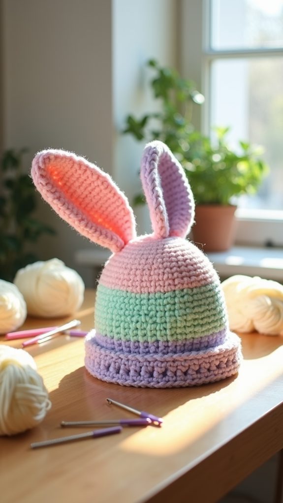 vibrant bunny hat design