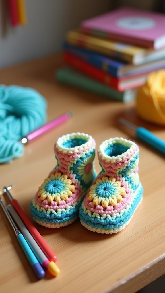vibrant crochet baby footwear