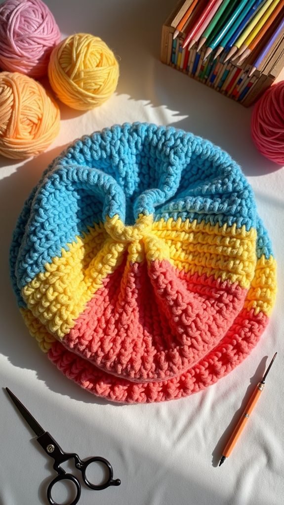 vibrant crochet beret style