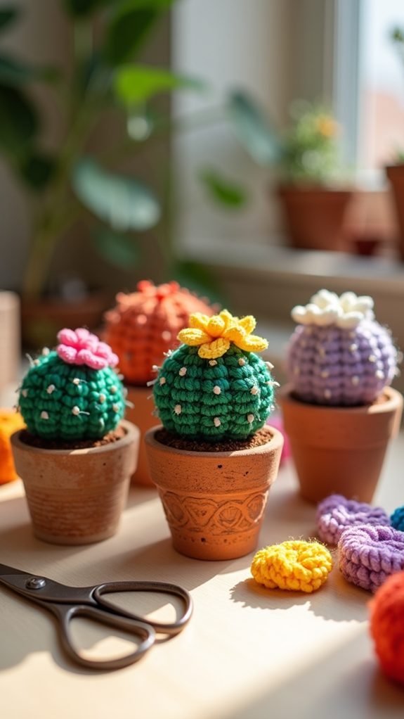 vibrant crochet cactus set