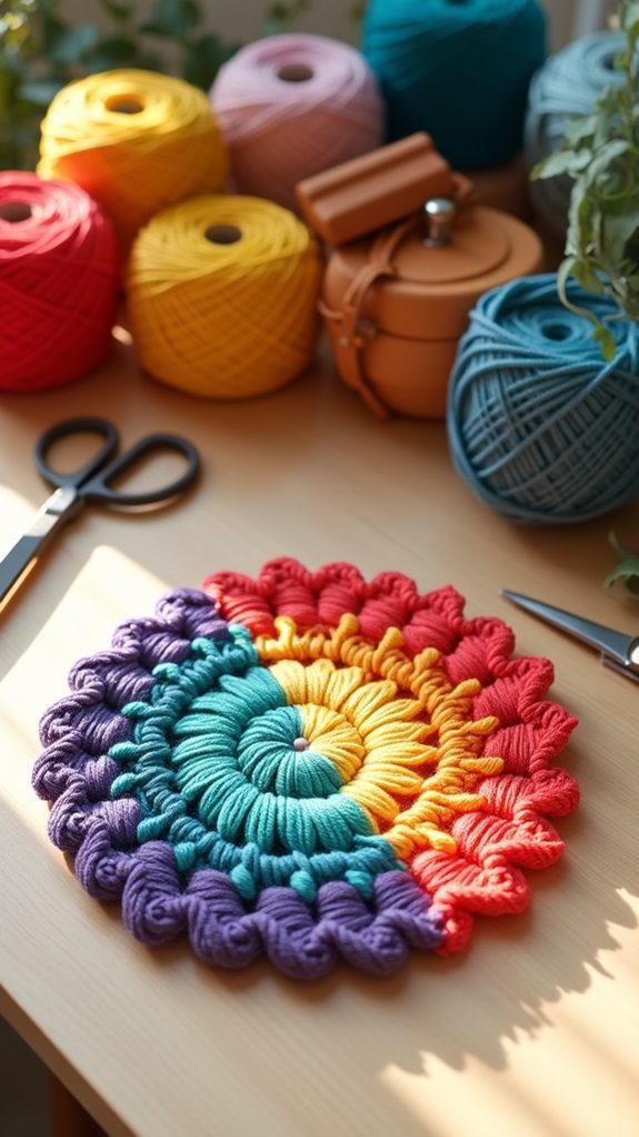 vibrant crochet coaster design