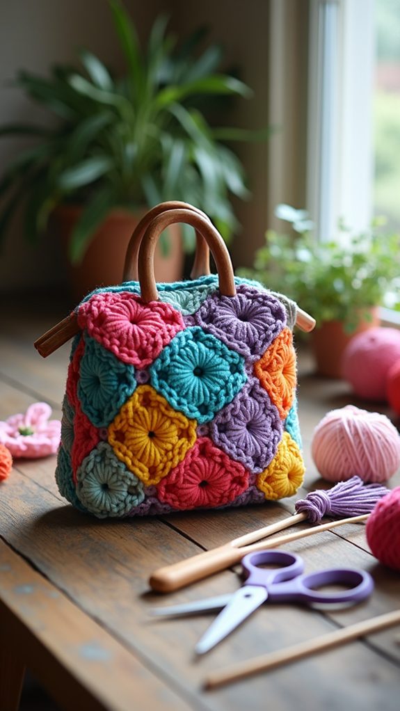 vibrant crochet handbag design