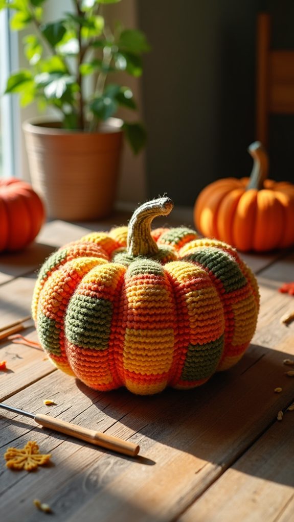 vibrant crochet pumpkin design