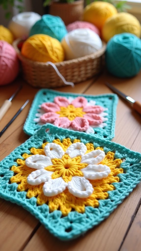 vibrant crochet square design