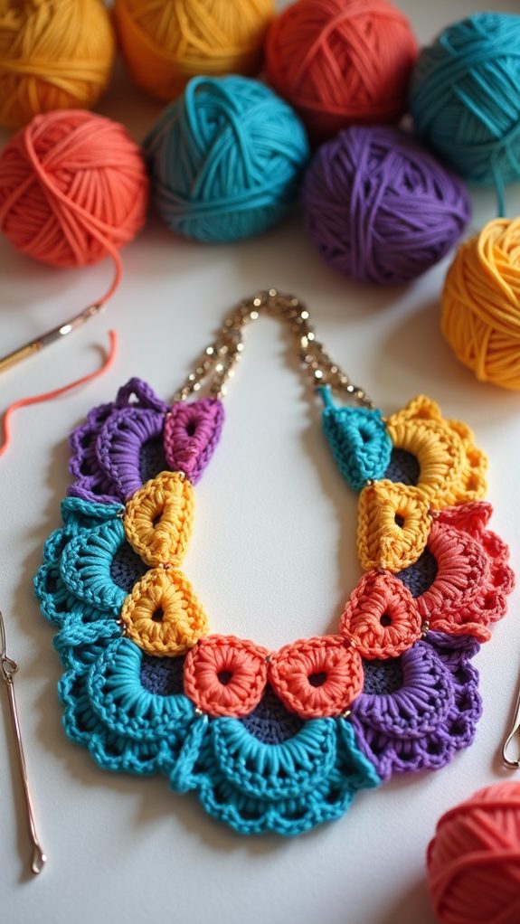 vibrant crochet square jewelry