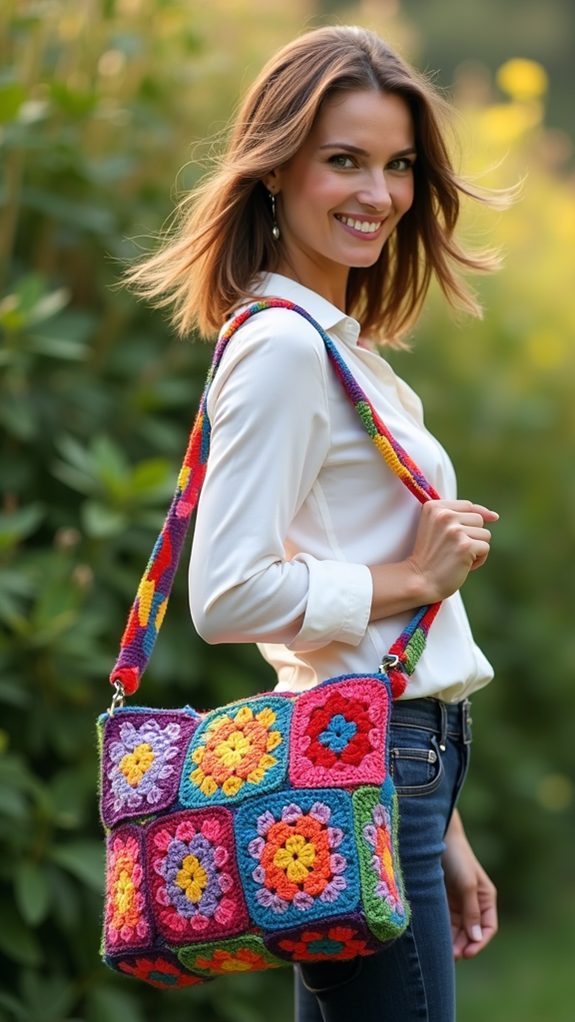 vibrant crochet tote bag