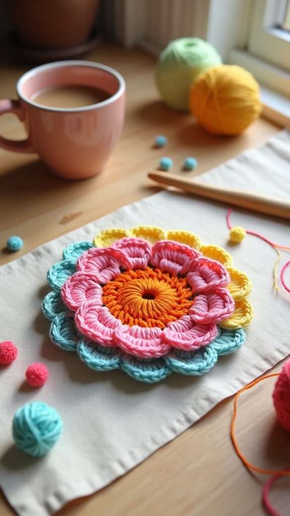 vibrant floral drink coaster