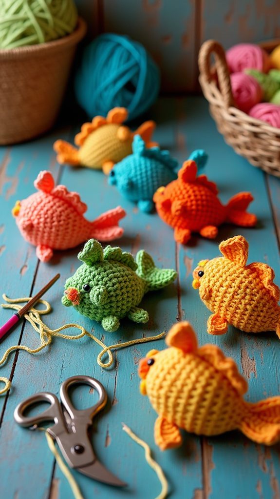 vibrant handmade crochet fish