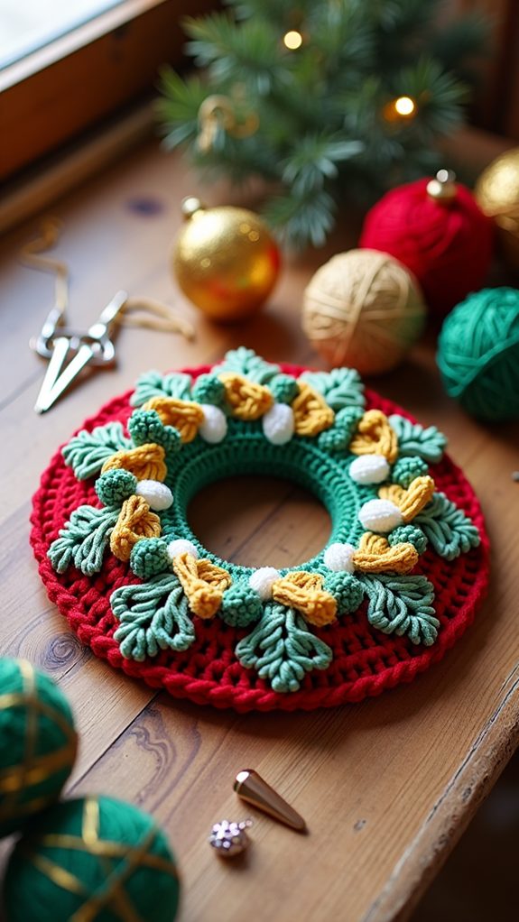 vibrant handmade crochet wreath