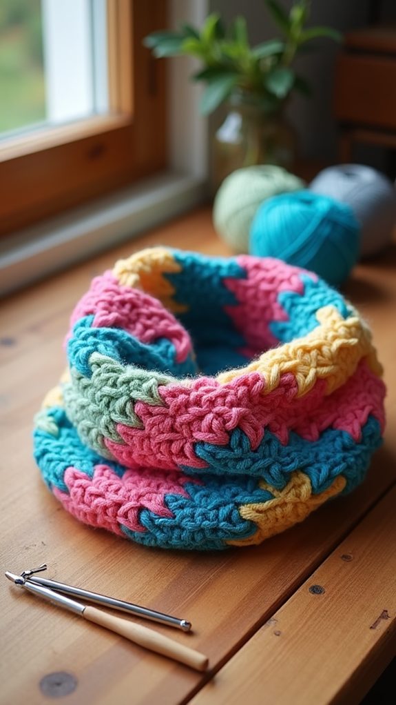 vibrant multi colored neck warmer