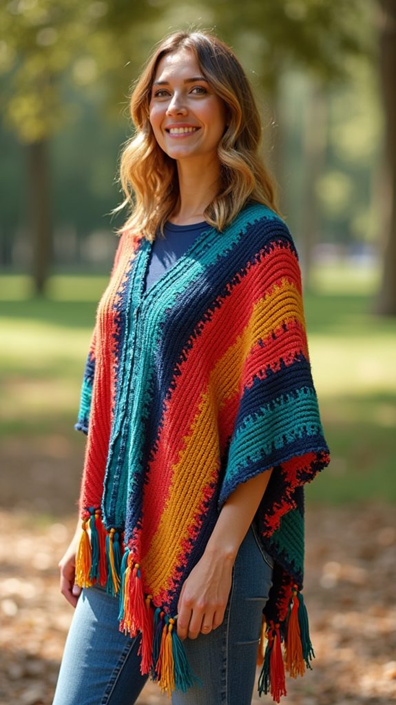 vibrant multi colored poncho