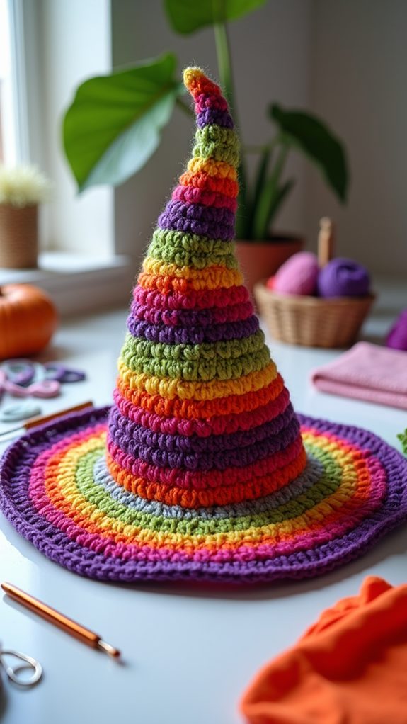 vibrant multi colored witch hat