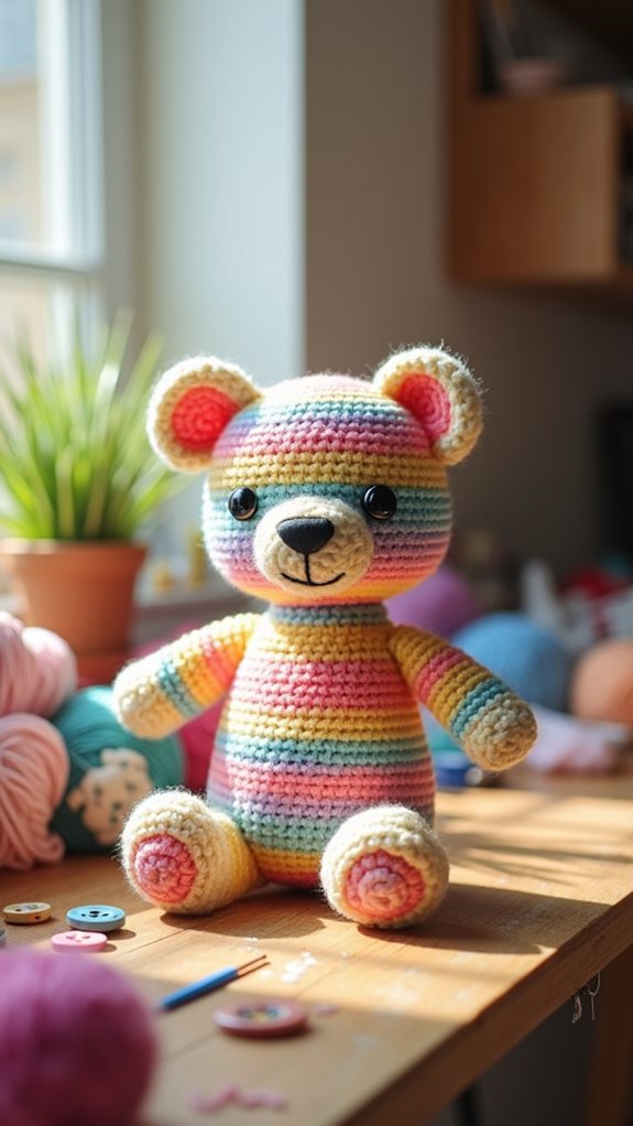 vibrant multicolored striped bear