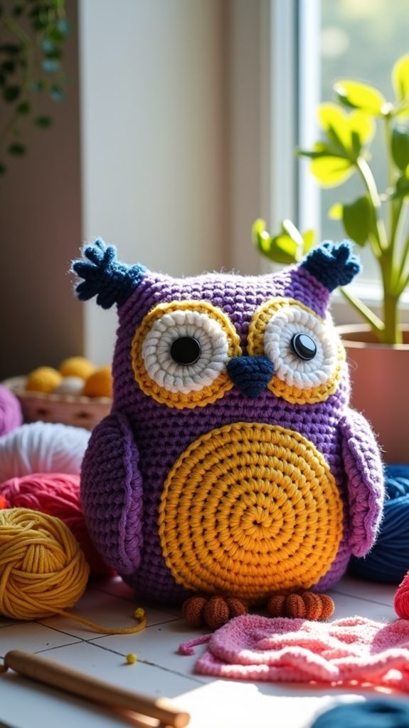 vibrant owl cushion artwork