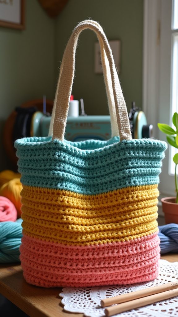 vibrant patterned tote bag