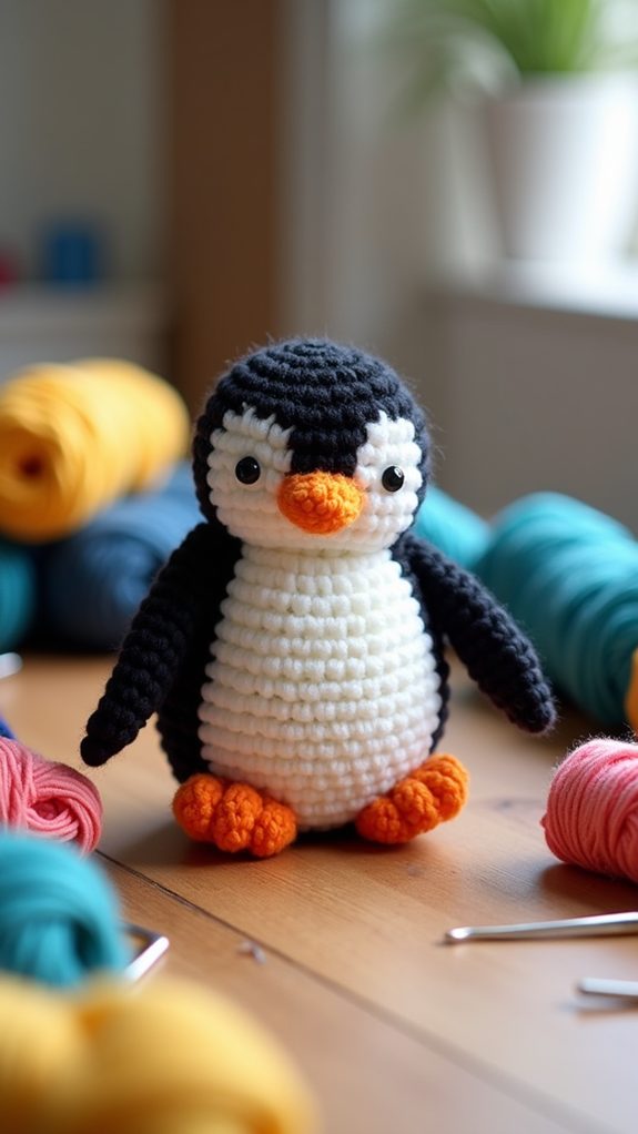 vibrant penguin fabric design