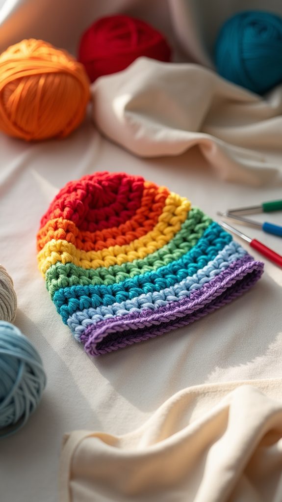 vibrant striped headwear accessory