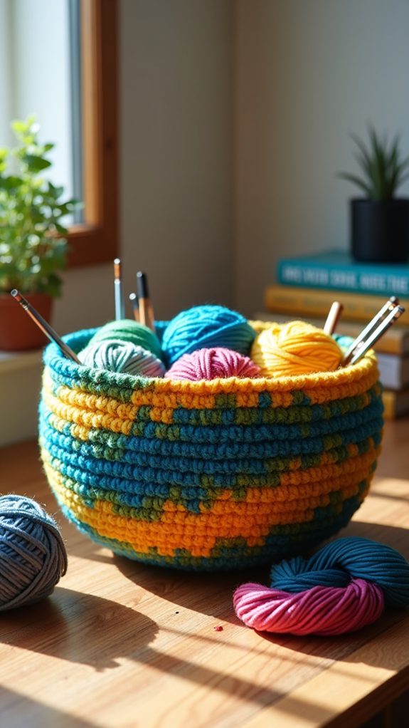 vibrant textured yarn holder