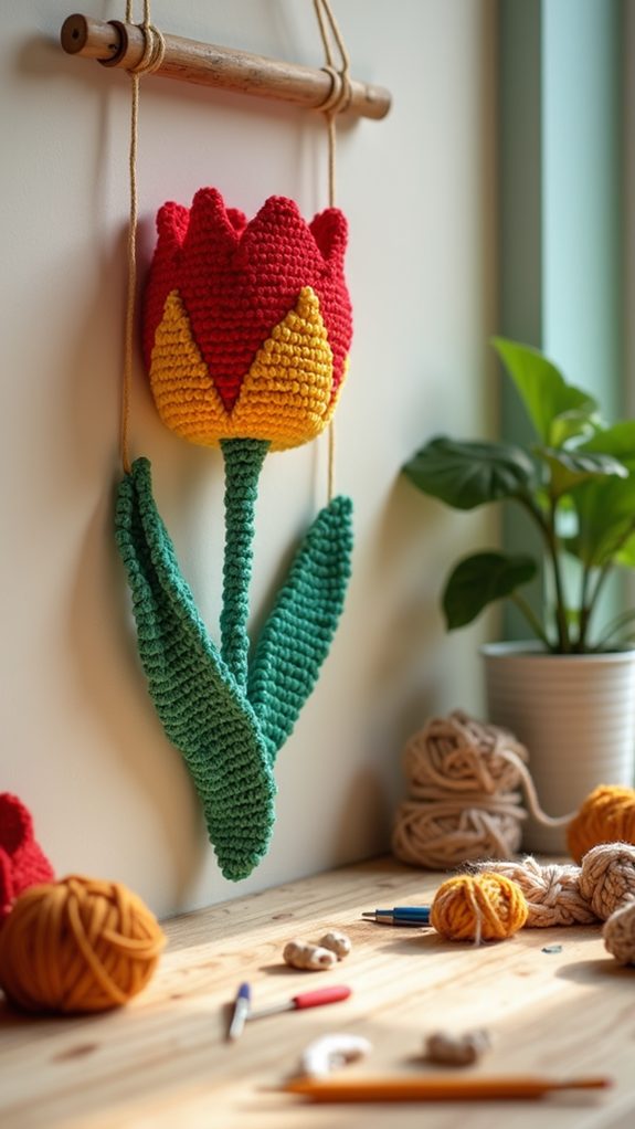 vibrant tulip fabric art